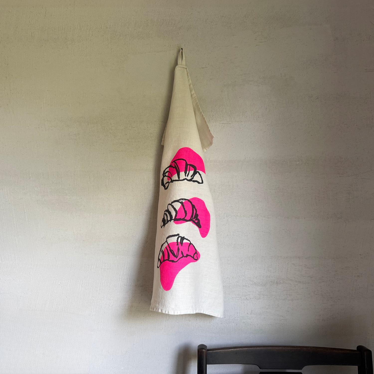 Frohstoff Geschirrtuch Leinen Croissant, neonpink