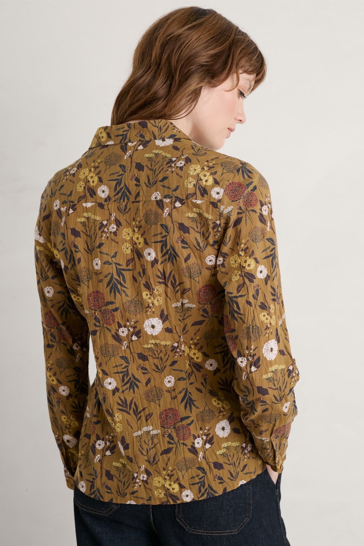 SEASALT Larissa Bluse Organic Cotton Shirt, Muster: Floral Dye Plant Grain