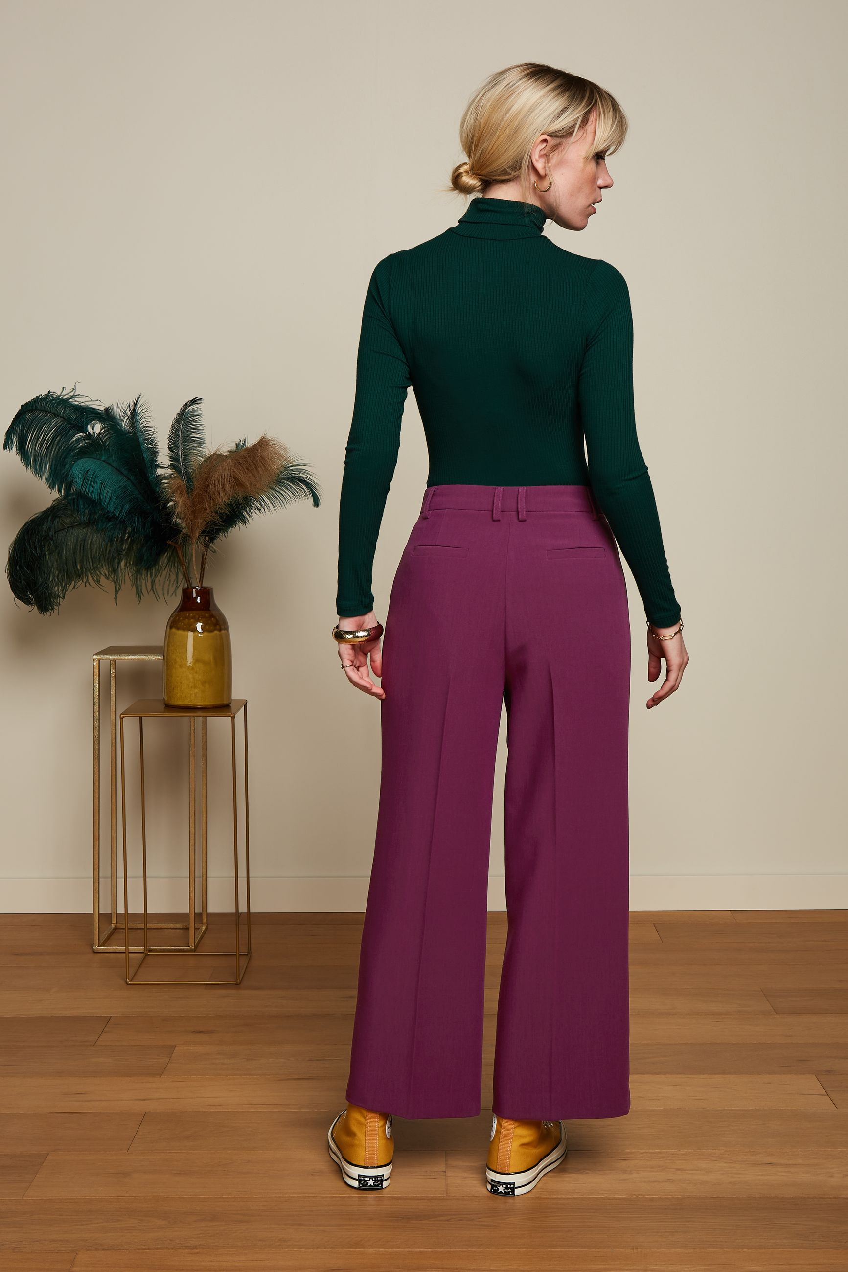 King Louie Rollneck Top Uni Rib, Farbe: Pine Green, Größe S/36