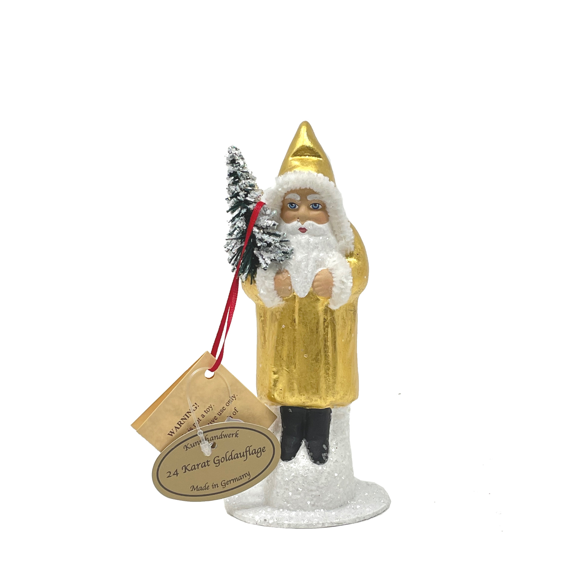 Ino Schaller Santa Nr. 86, Gold, 24 Karat Goldauflage, klein, Weihnachtsmann Nostalgie von Ino Schaller, ca. 15 cm 