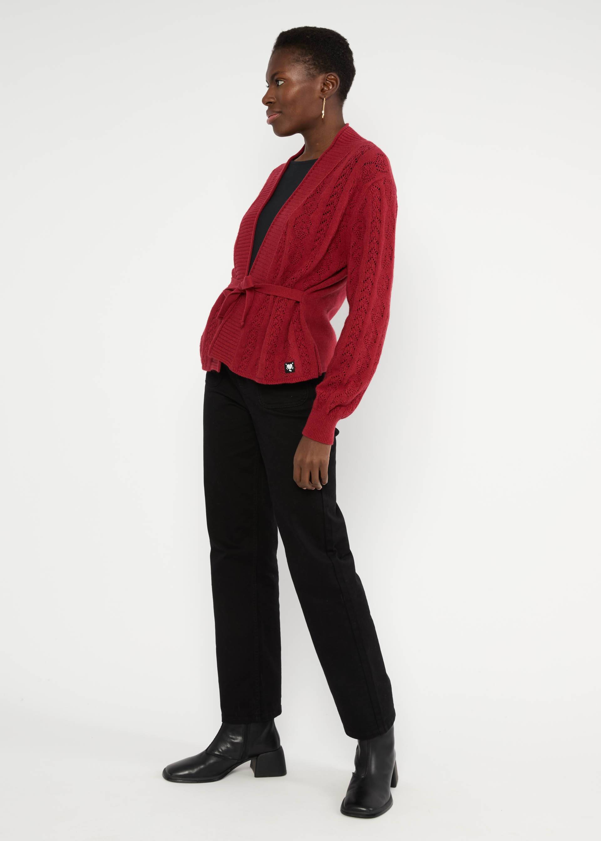 % Blutsgeschwister Cardigan Fine Craft Cocoon - wicked love red