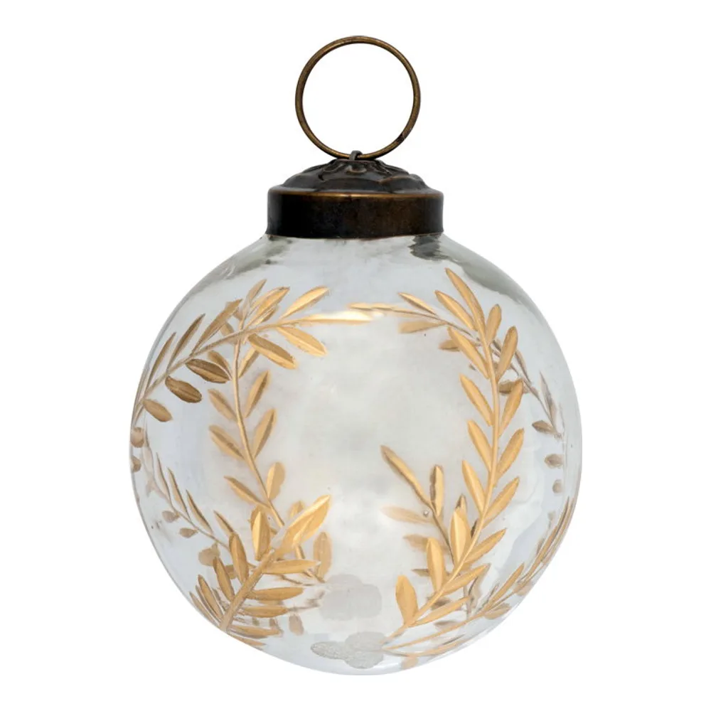 GreenGate - Glaskugel Ast transparent-Gold, klein, D. ca. 8 cm, Ball glass Branch gold clear small