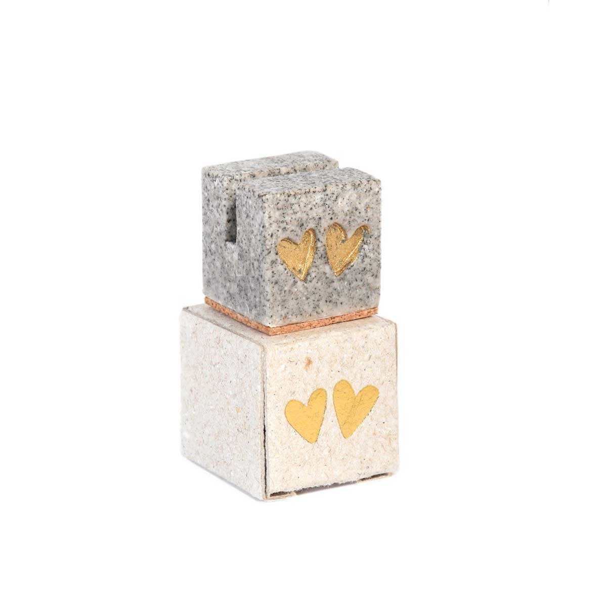 Good old friends Mini Kartenhalter "Zwei goldene Herzen" , ca. 2,3 x 2,3 cm