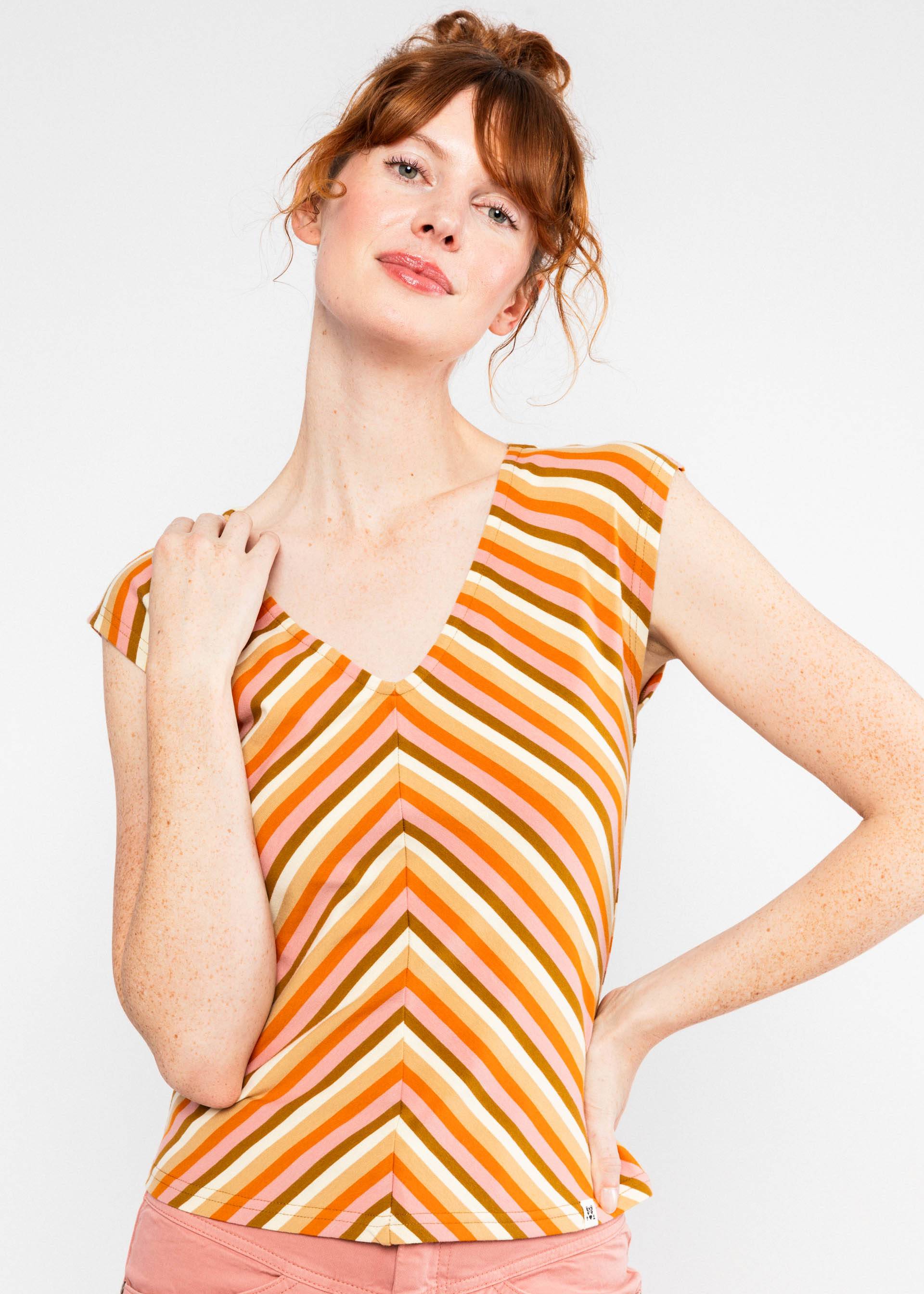 Blutsgeschwister Top Vintage V-Neck - blushing sunbeams stripes