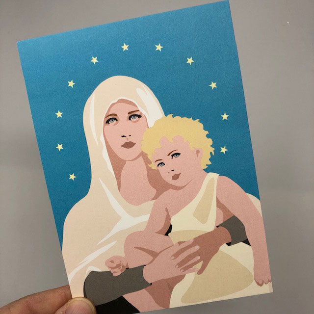 Postkarte Maria , luminous , Weihnachten Postkarte von pop art generation