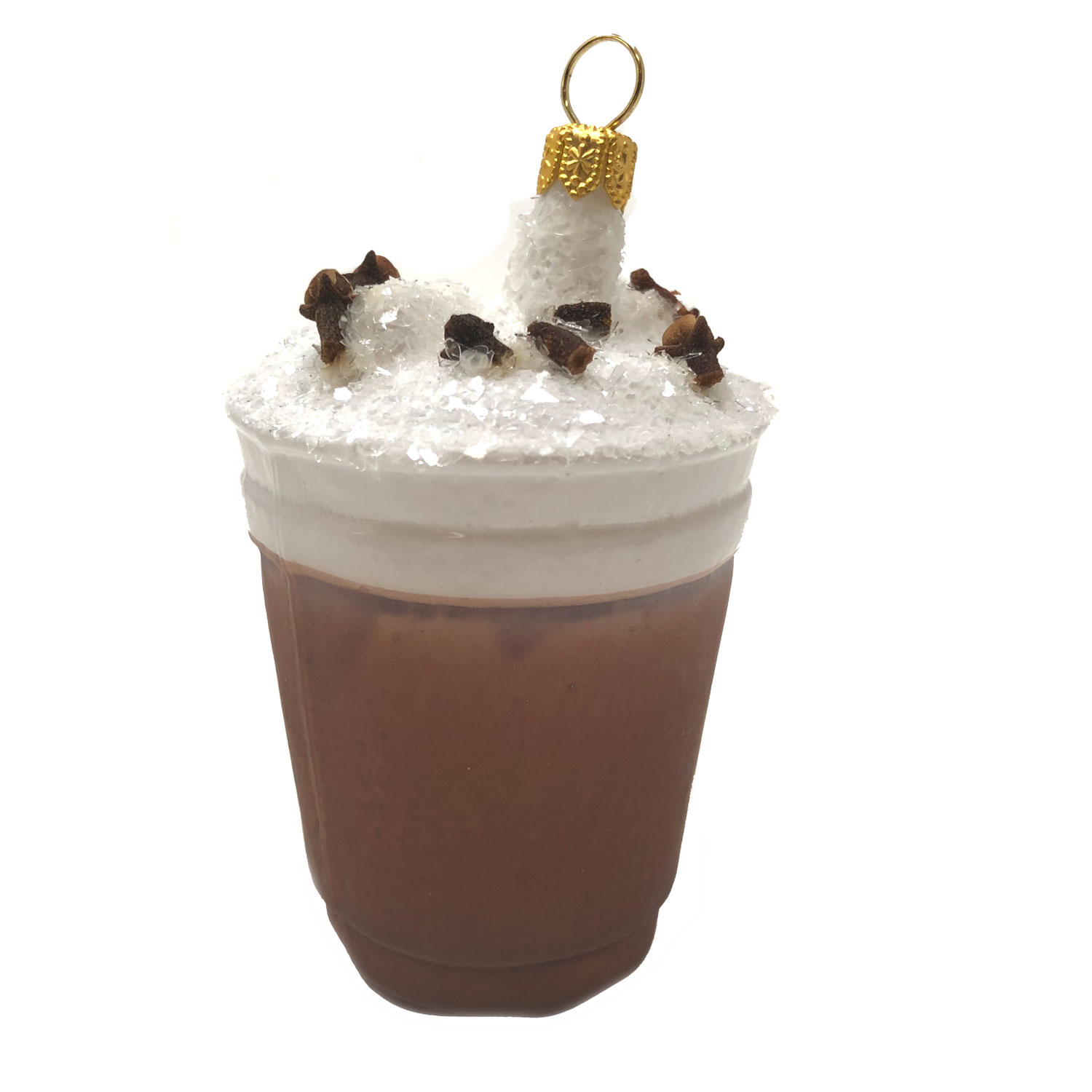 % Christbaumkugel Eiskaffee / Heiße Schokolade / Latte Macchiato, Glas, ca. 8,5 x 5 cm