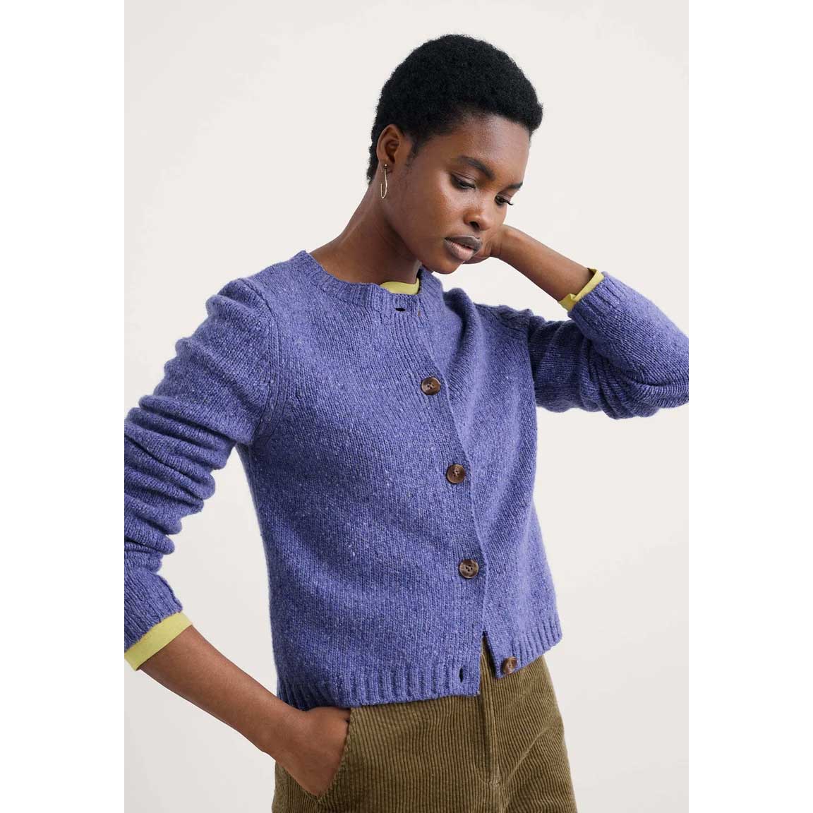 % SEASALT CORNWALL Strickjacke Dawson Pick Cardigan Merino, Farbe: Bilberry/ violett