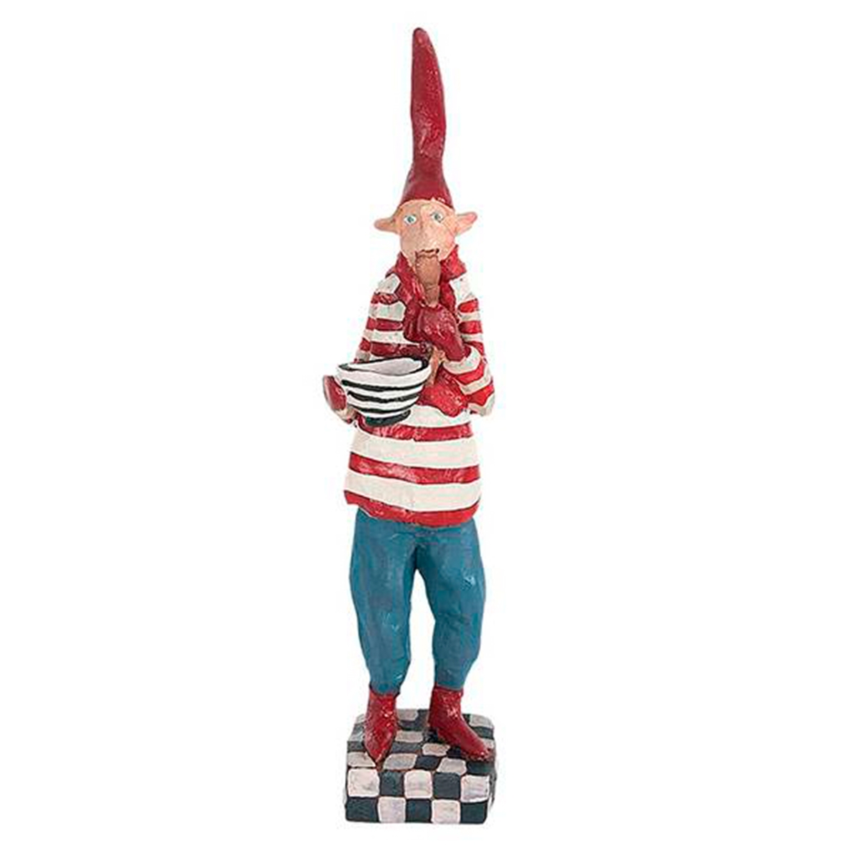 Maileg Noilly Noël no. 19, Weihnachtsfigur , Weihnachtswichtel mit blaugestreifter Tasse