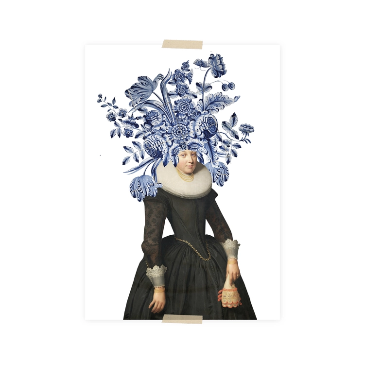 Lylies Postkarte Collage Zuiderzee-Kollektion - Frau in Schwarz von Lylies