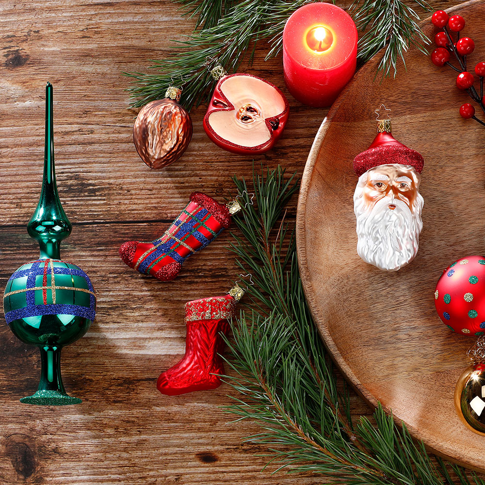 % Inge Glas Walnuss, Christbaumkugel , ca.6,5 cm, Glas   