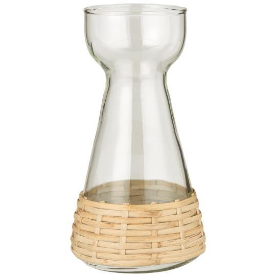 Hyazinthenvase konisch mundgeblasen m/Rattangeflecht Öffnung Ø:6,8 cm