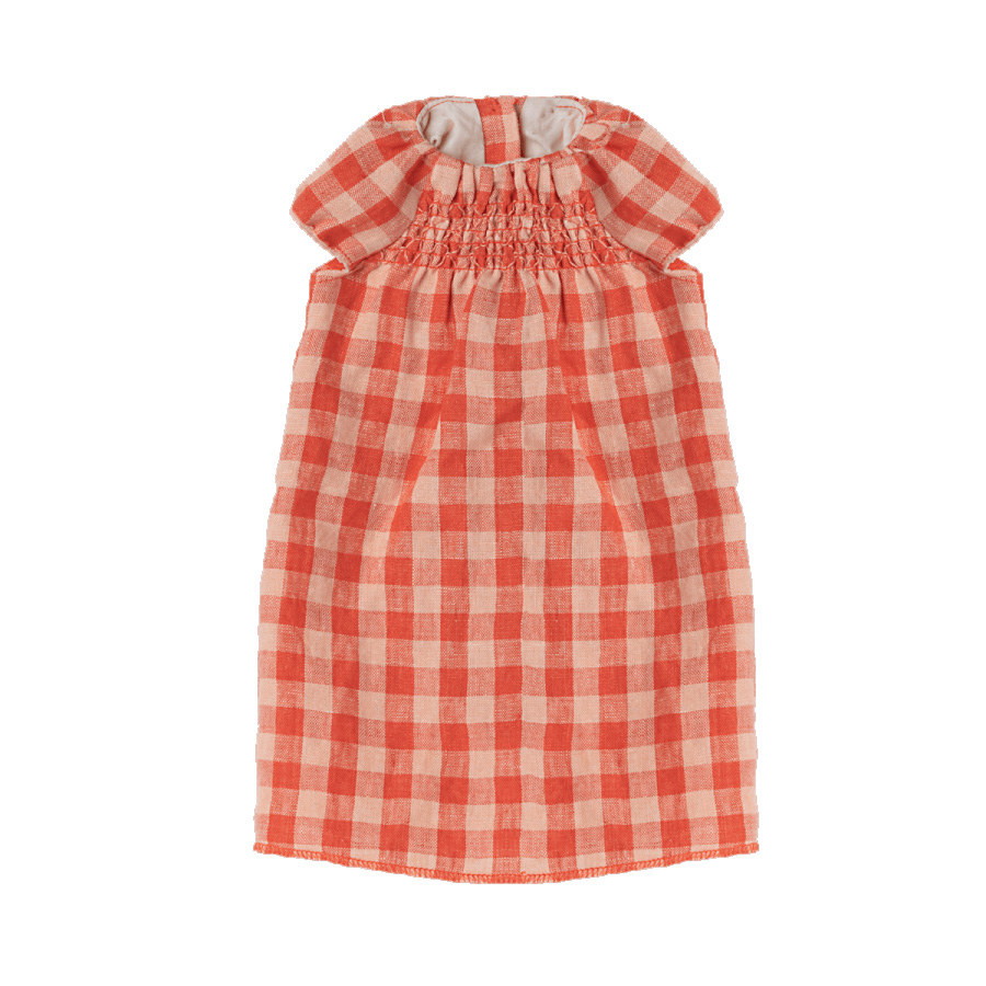 Maileg Kleid , Karo rot, Größe 5, für Hasen  