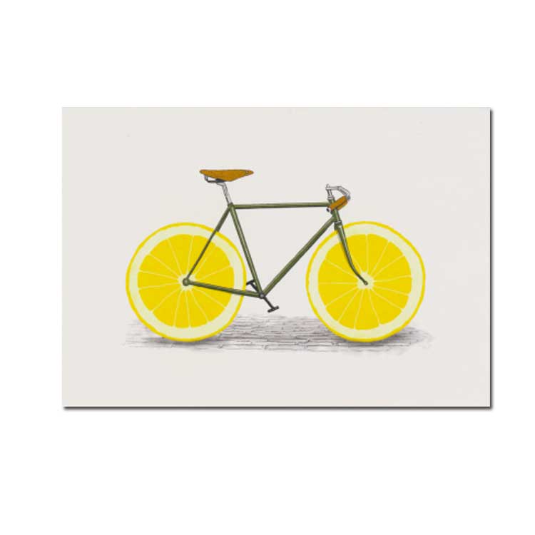  Doppelkarte   Fahrrad mit Zitronen
