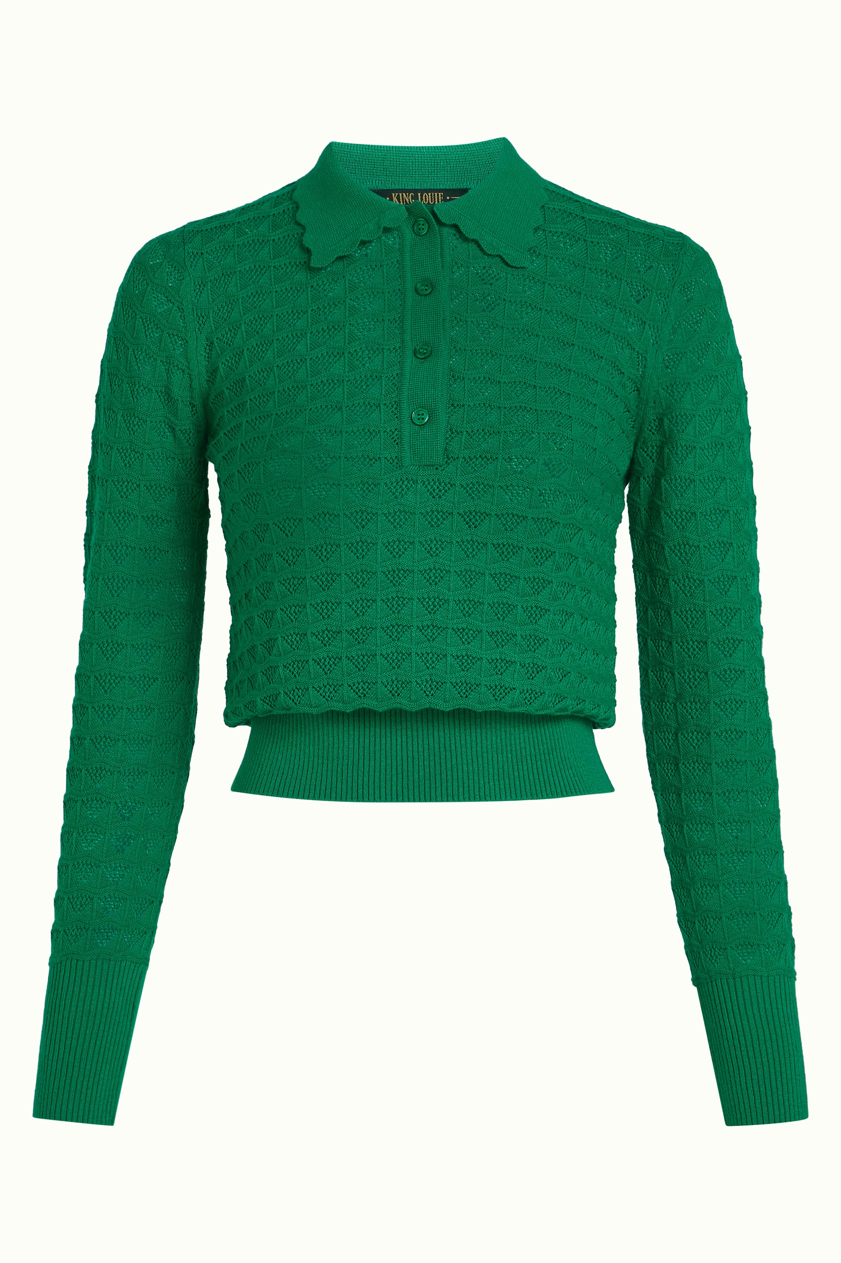 King Louie Polo Top Avel Knit, Farbe Meadow Green - Avel Knit