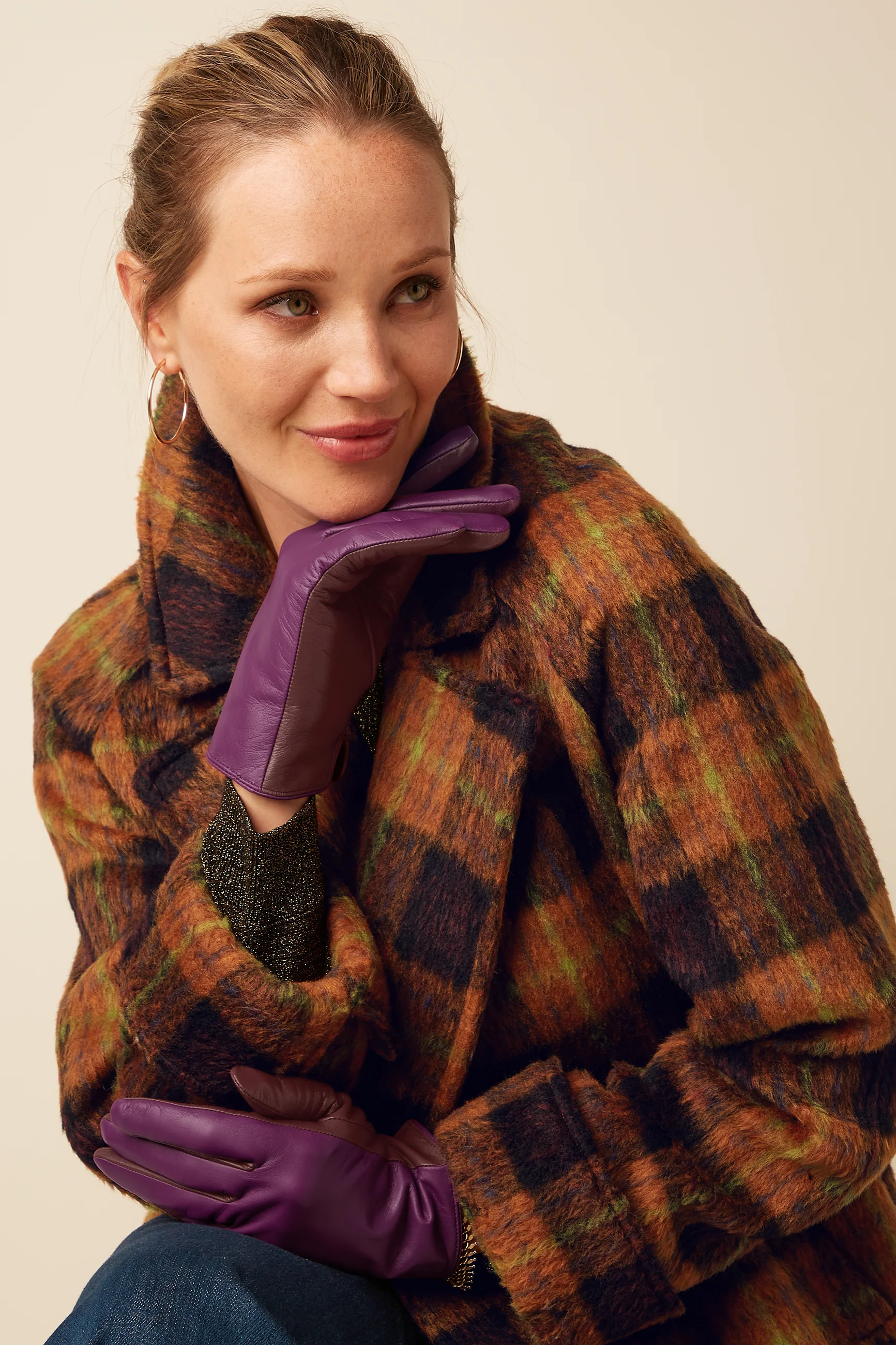 King Louie Handschuhe Leder, Leather Gloves, Farbe:  Caspia Purple - Gloves