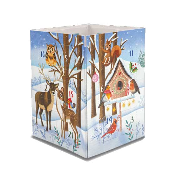 Adventskalender Karte , als Windlicht zum Aufstellen " Winterlandschaft mit Tieren"  
