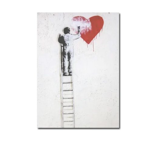 Postkarte Banksy " Follow your Heart " Kunst   , Herz 