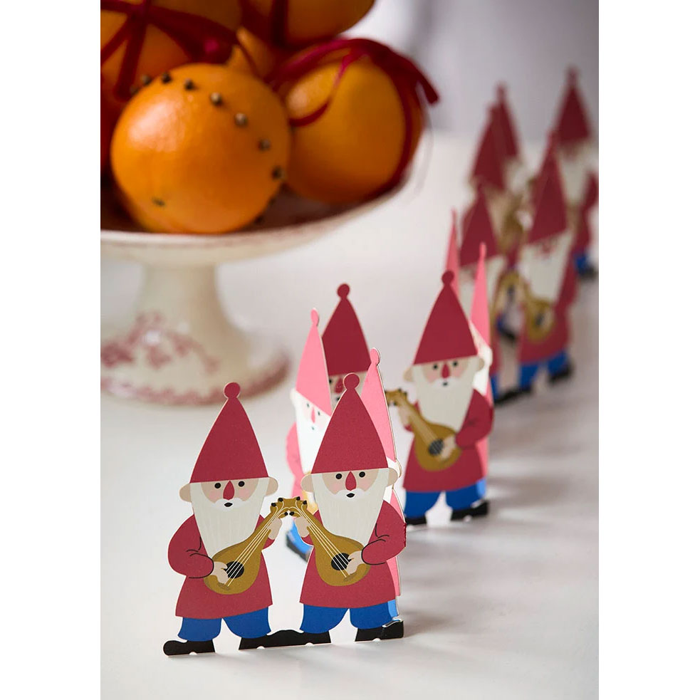 Bungalow Tischgirlande Zwerge, rot, ca. 67 x 14,5 cm, Table Garland 67cm Gnomes Red