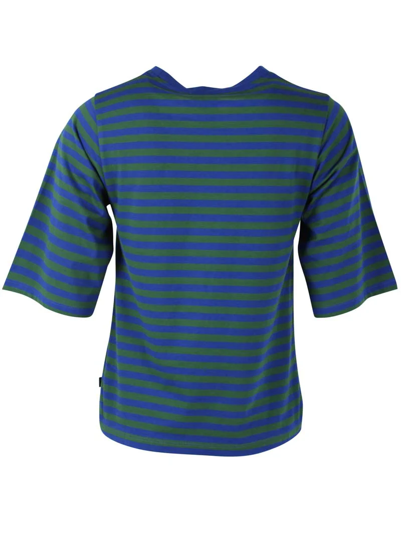 DANEFAE - Danebasic Glad Tee Deep Blue/Dark Pine, Langarm-T-Shirt, Streifen blau-grün