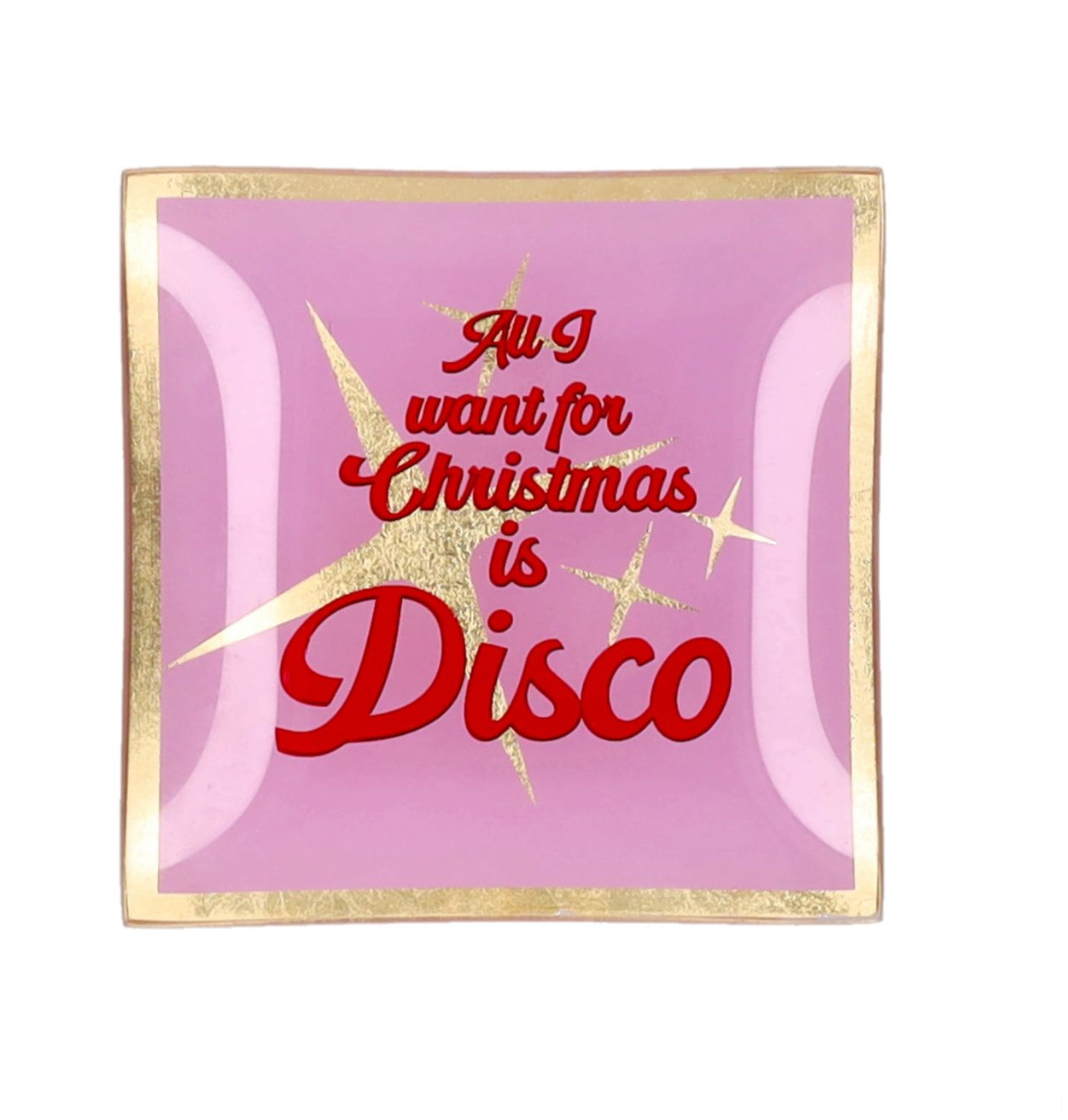 Love Plates, Glasteller S, Motiv: All i want for Christmas is Disco, ca. 10 x 10 cm