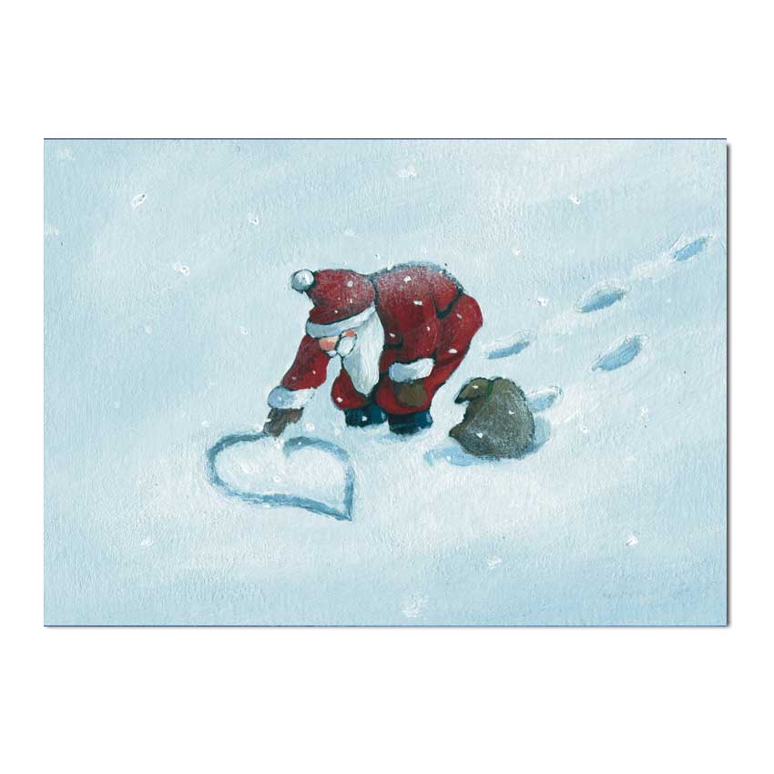   Inkognito Postkarte XMAS Herz im Schnee , Weihnachten 