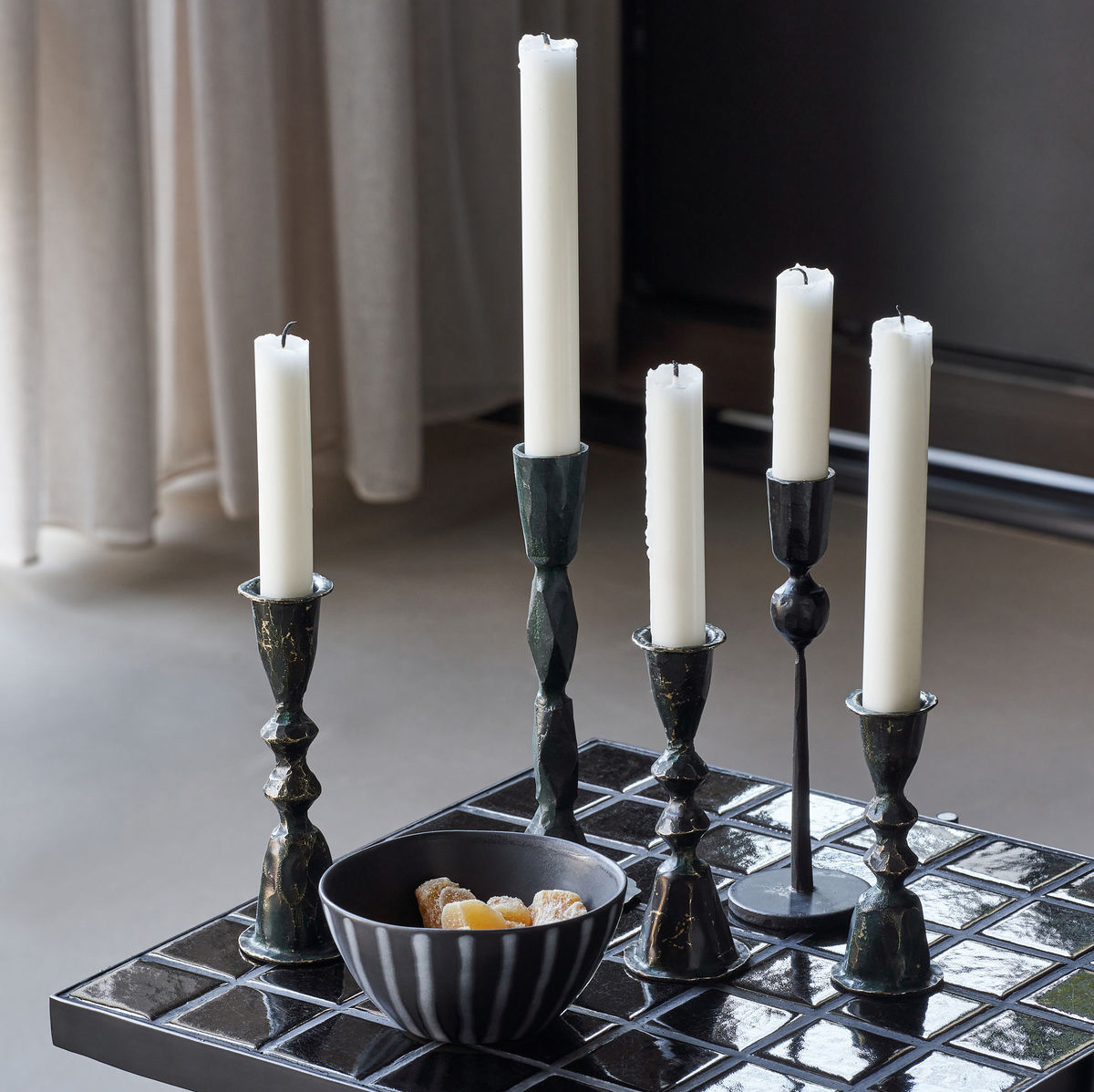 Kerzenständer, Mero, Schwarz von house doctor , Höhe ca. 16 cm, pro Stück