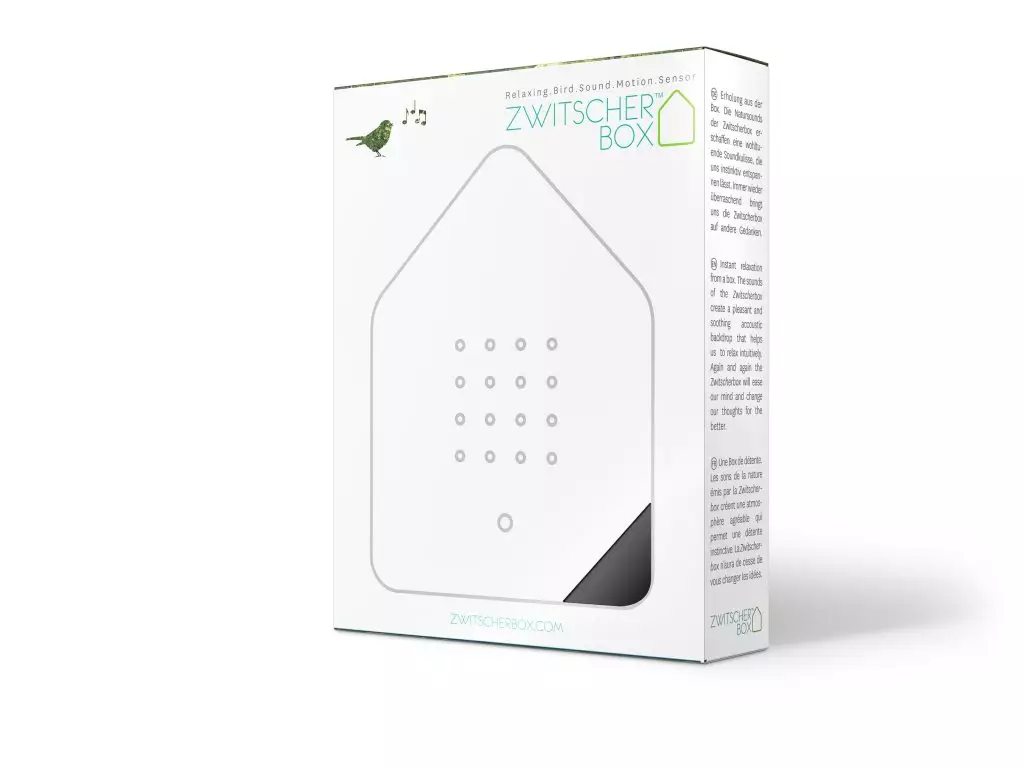 Zwitscherbox Schwarz von Zwitscherbox , weißer Rahmen, Bewegungsmelder