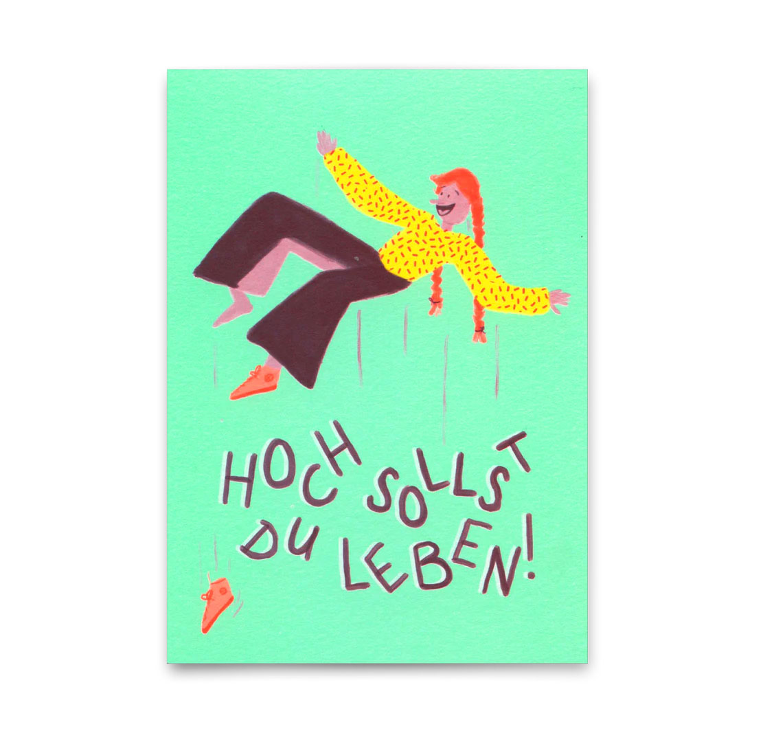 Postkarte "Hoch sollst du Leben" | Lustige Karte zum Geburtstag von Deli Cards 