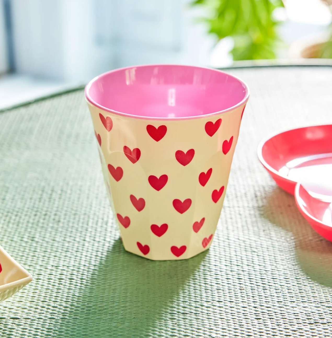 Rice Melamin Becher - Crème - Darling Hearts Print , 250 ml, Herzen