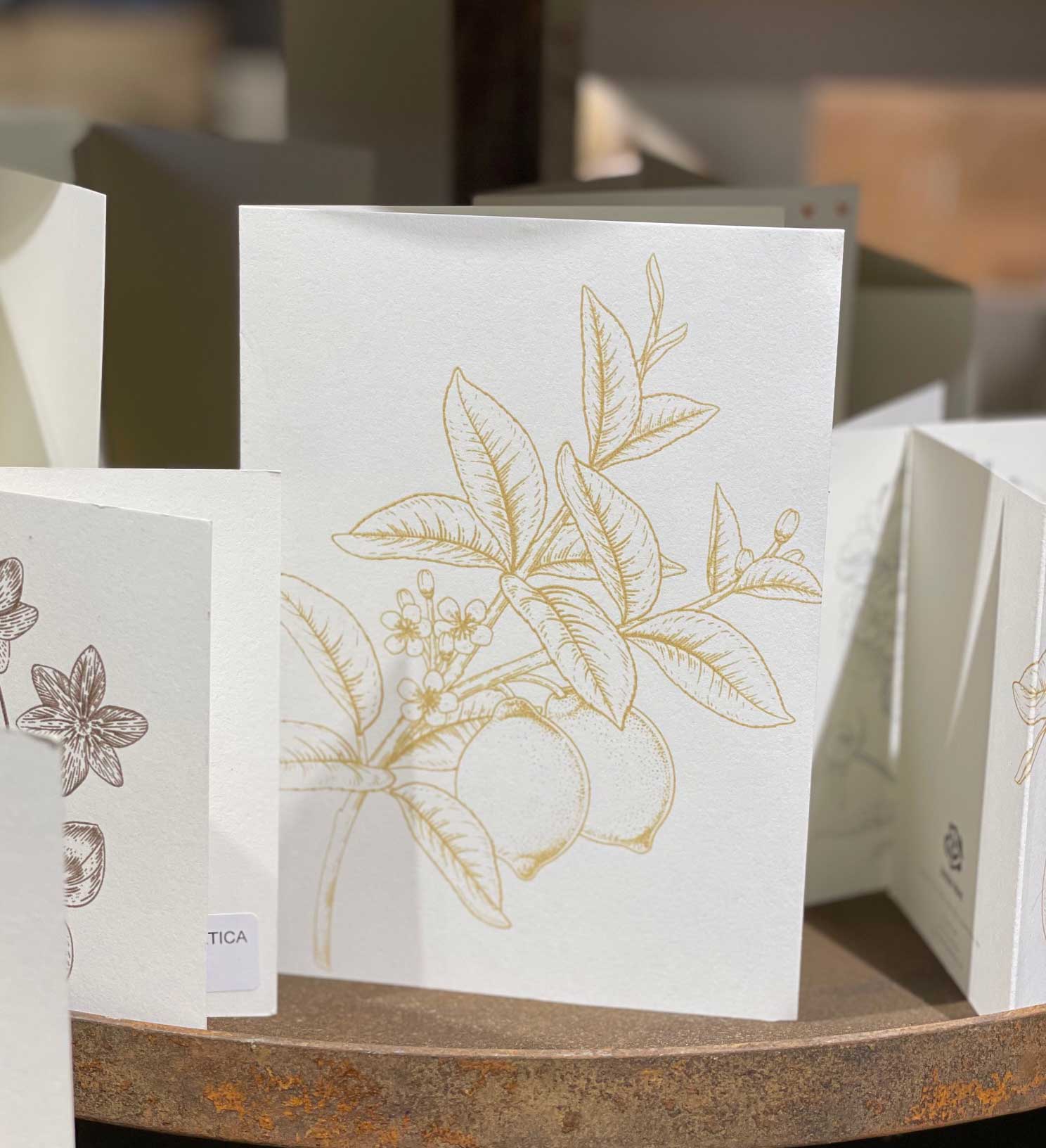 Dorothee Lehnen Briefkarte LEMON, handgedruckt, DIN B6 von Dorothee Lehnen  , Karte Zitrone