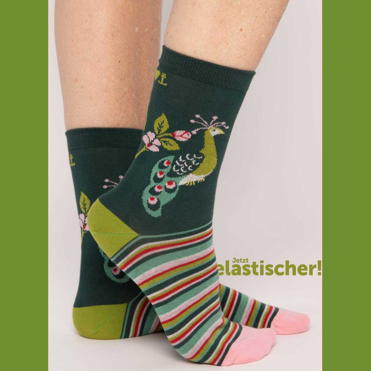  Blutsgeschwister Baumwollsocken Sensational Steps , One Size ( ca. 38 - 40 ), peacock love garden 