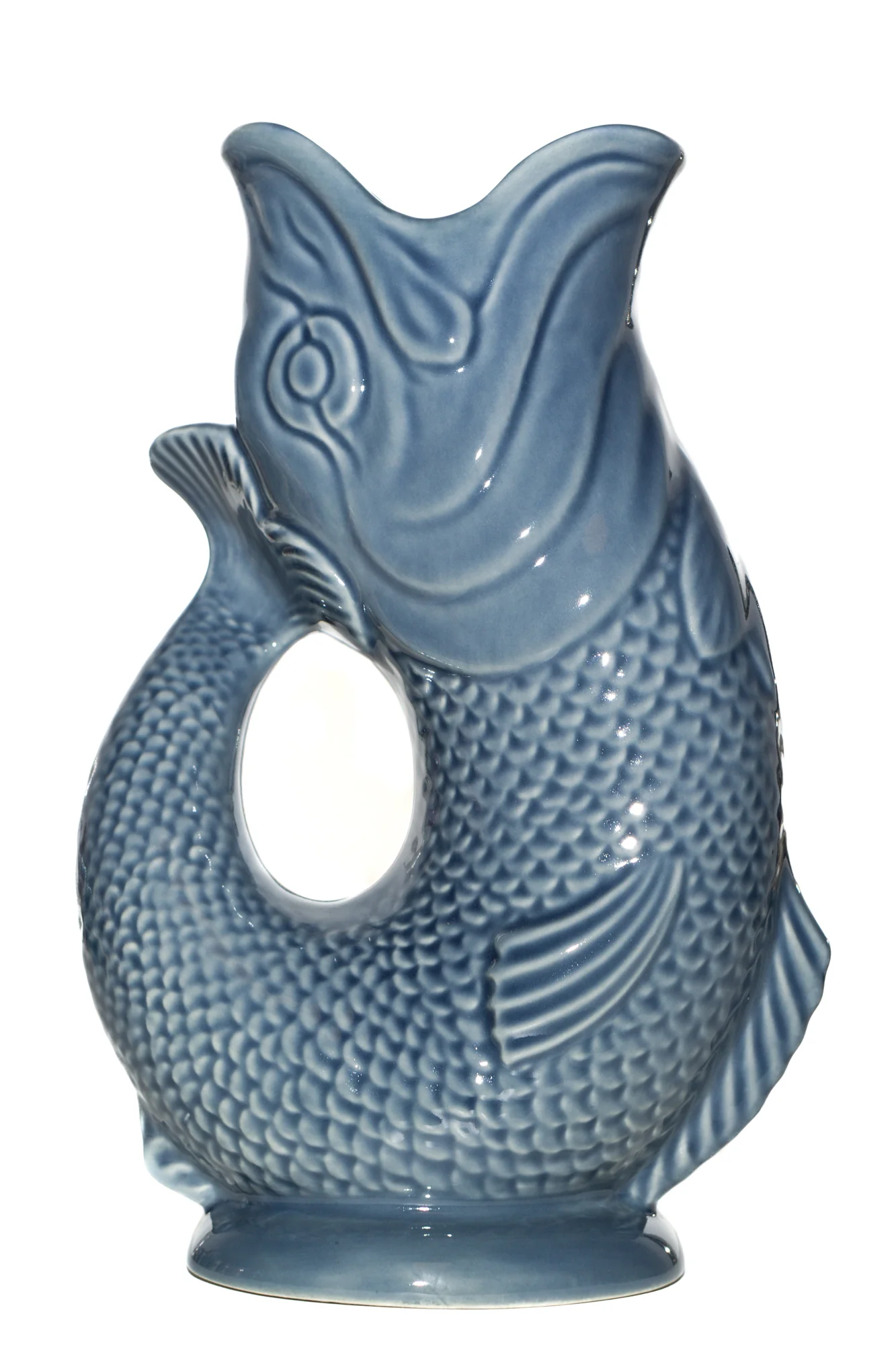 Gluckigluck  Fisch Karaffe/ Vase XL denim, ca. 1,1 L, Höhe ca. 27 cm