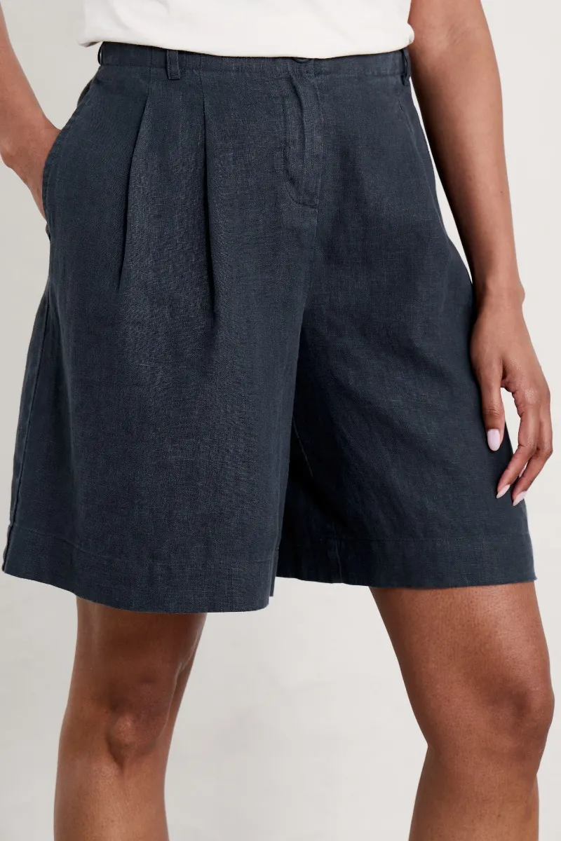SEASALT CORNWALL Leinen Shorts, Clover Bloom Shorts, Farbe: Maritime/ Dunkelblau