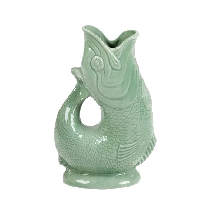 Gluckigluck  Fisch Karaffe/ Vase L sage/ salbeigrün ca. 0,7 L, Höhe ca. 22 cm