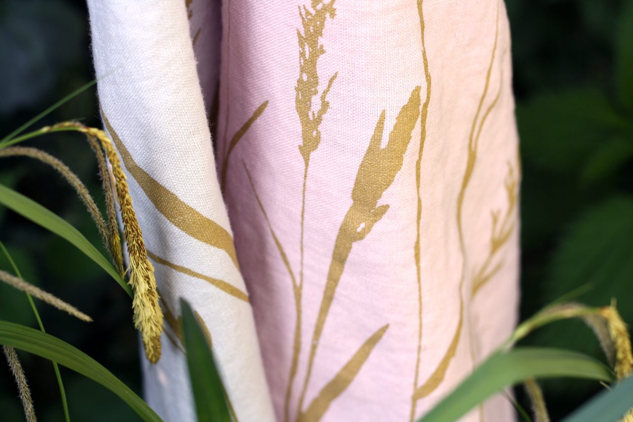 Frohstoff Geschirrtuch Leinen Rosa Wiese