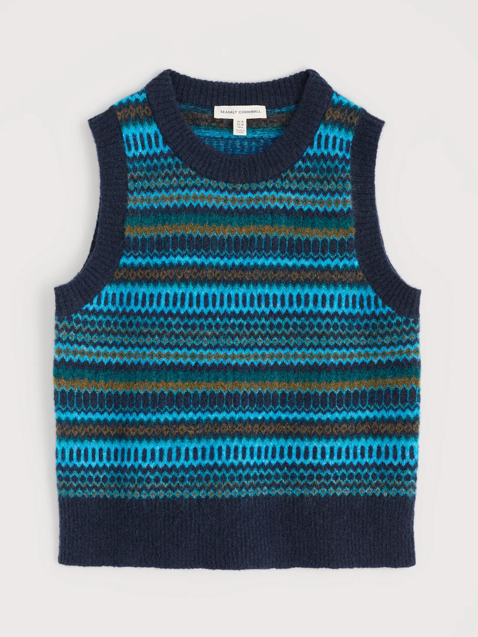 % SEASALT CORNWALL Pullunder Annik Vest-Modernist Cyan Multi...wunderbares Blau!