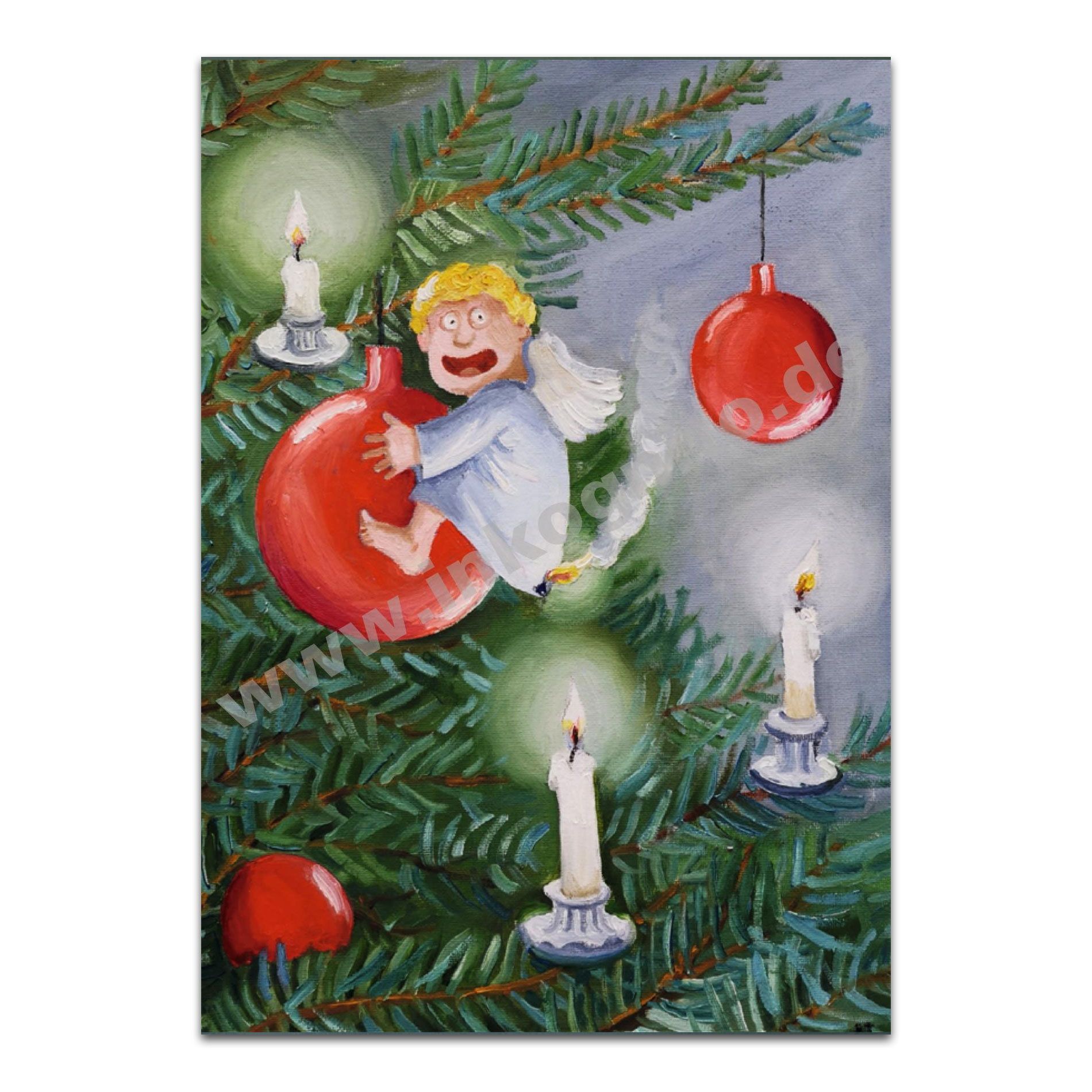 Inkognito Postkarte Brennender Engel, Weihnachten  von Rolf Tiemann 