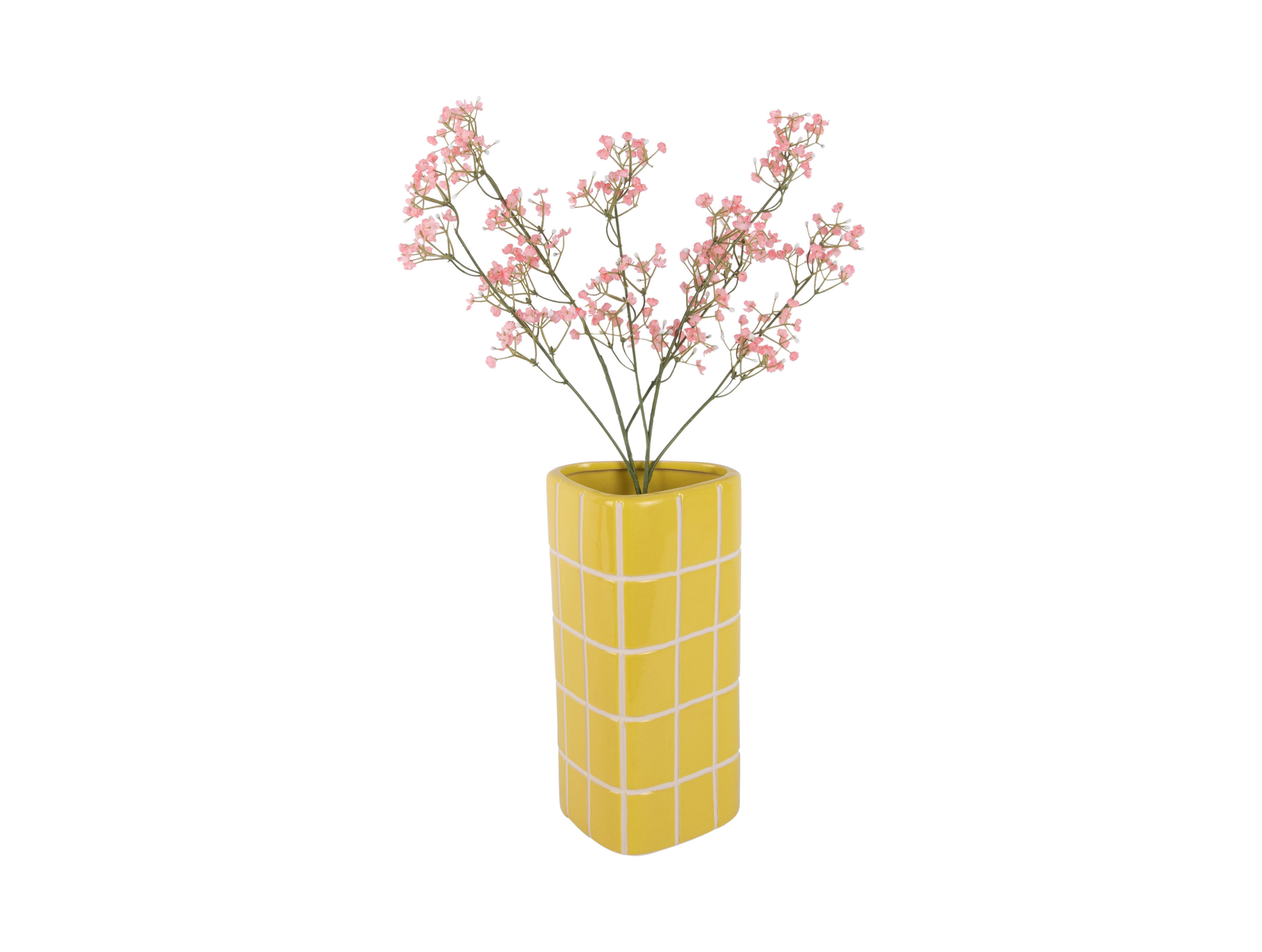 Vase Retro Fliesen Gelb, Retro Tiles Triangular Medium Höhe 26 cm, D.11,5 cm   