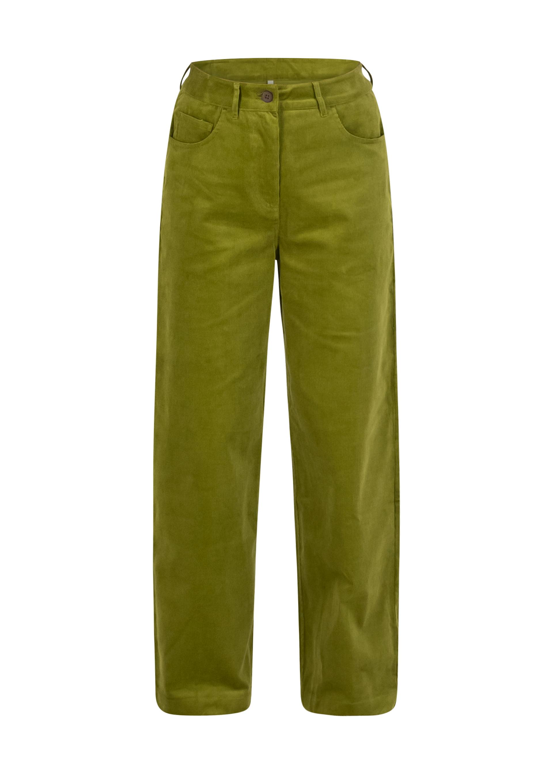 % Blutsgeschwister Hose High Waist Marlotte , Feincord, Farbe dense forest khaki