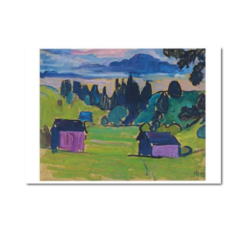 Gabriele Münter Postkarte "Blick aufs Murnauer Moos, 1908"