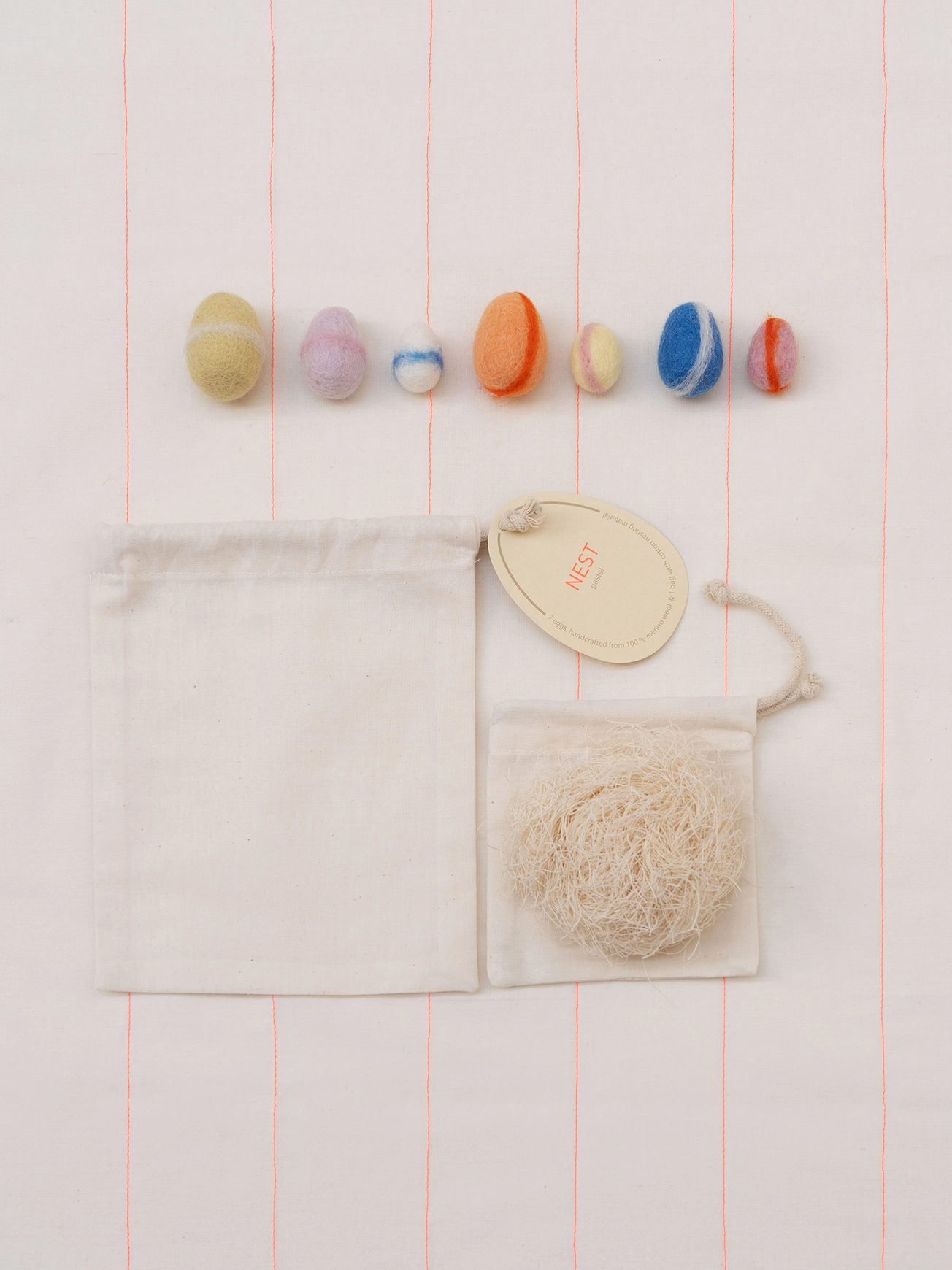Jurianne Matter NEST wool eggs - bunt, Osternest Natur mit 7 Filzeiern im Set