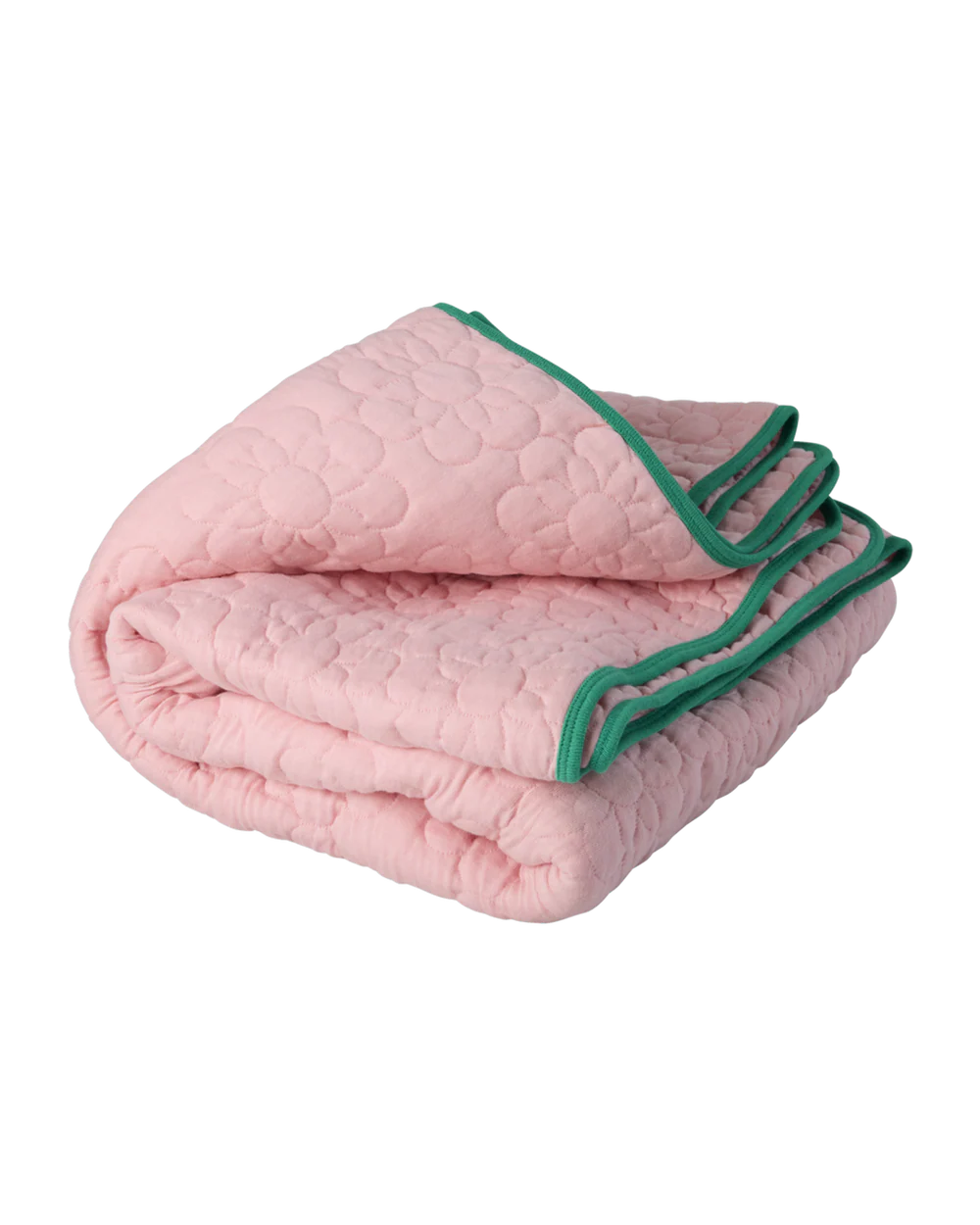 Rice Plaid Baumwolle Quilted Cotton Plaid in Flower Pattern in Soft Pink with Green, ca. 130 x 180cm 