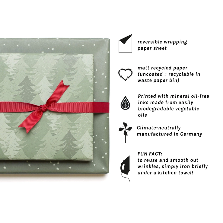 Geschenkpapier Weihnachts- Geschenkpapier Weihnachtsbaum und Sterne ca. 67 x 48 cm , beidseitig bedruckt