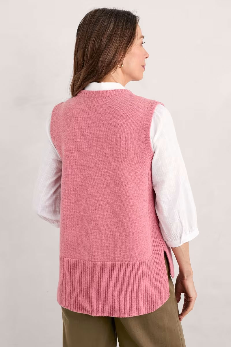 % SEASALT CORNWALL Pullunder Coupling Knitted Vest, Farbe: Wild Rose