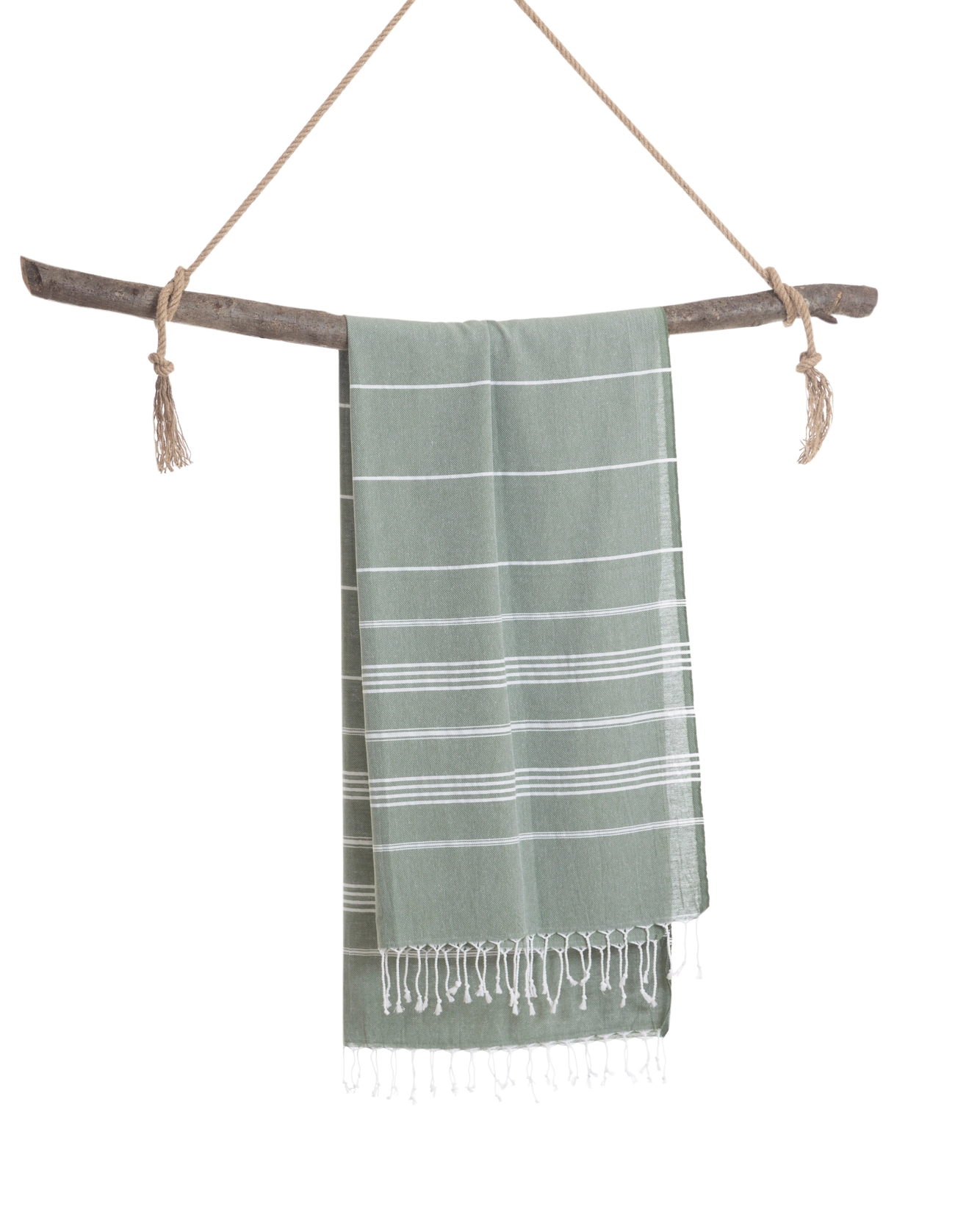 % Strandtuch IPANEMA, Hamamtuch in Geschenkbox, Khaki/Grün, recycelte Baumwolle, ca.  180 x 100 cm von TOWEL TO GO