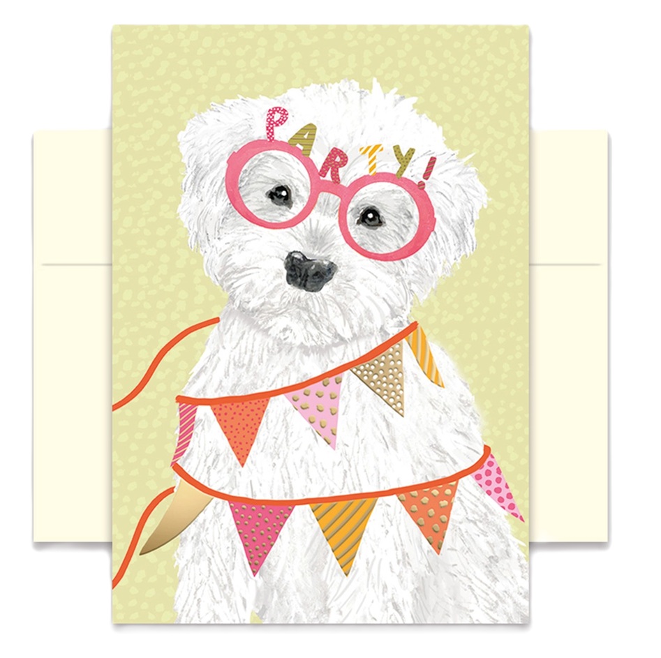Doppelkarte mit Umschlag Party, Hund