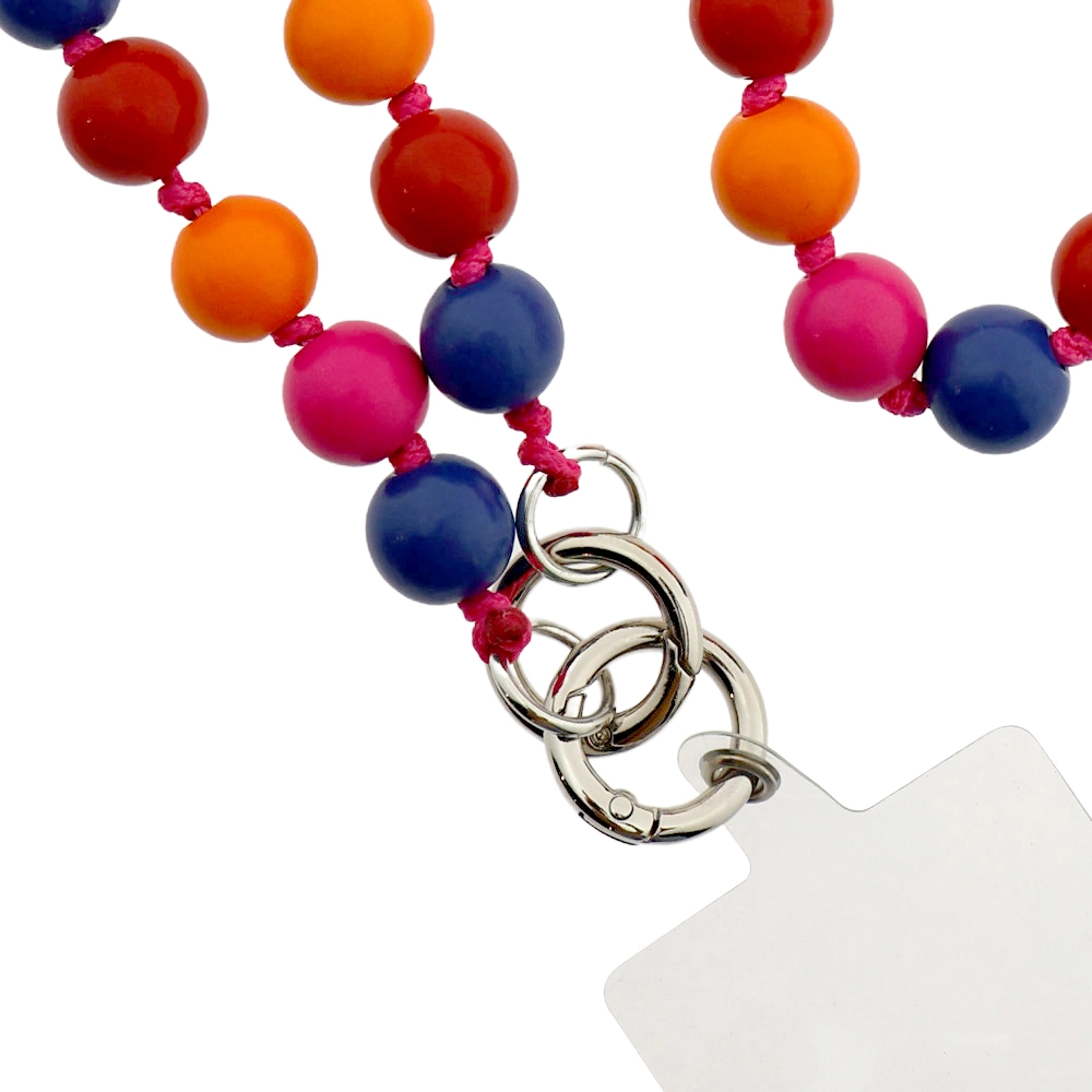 LOT83 Handykette LANG Nr. 71, Perlen, orange-pink-rot-blau