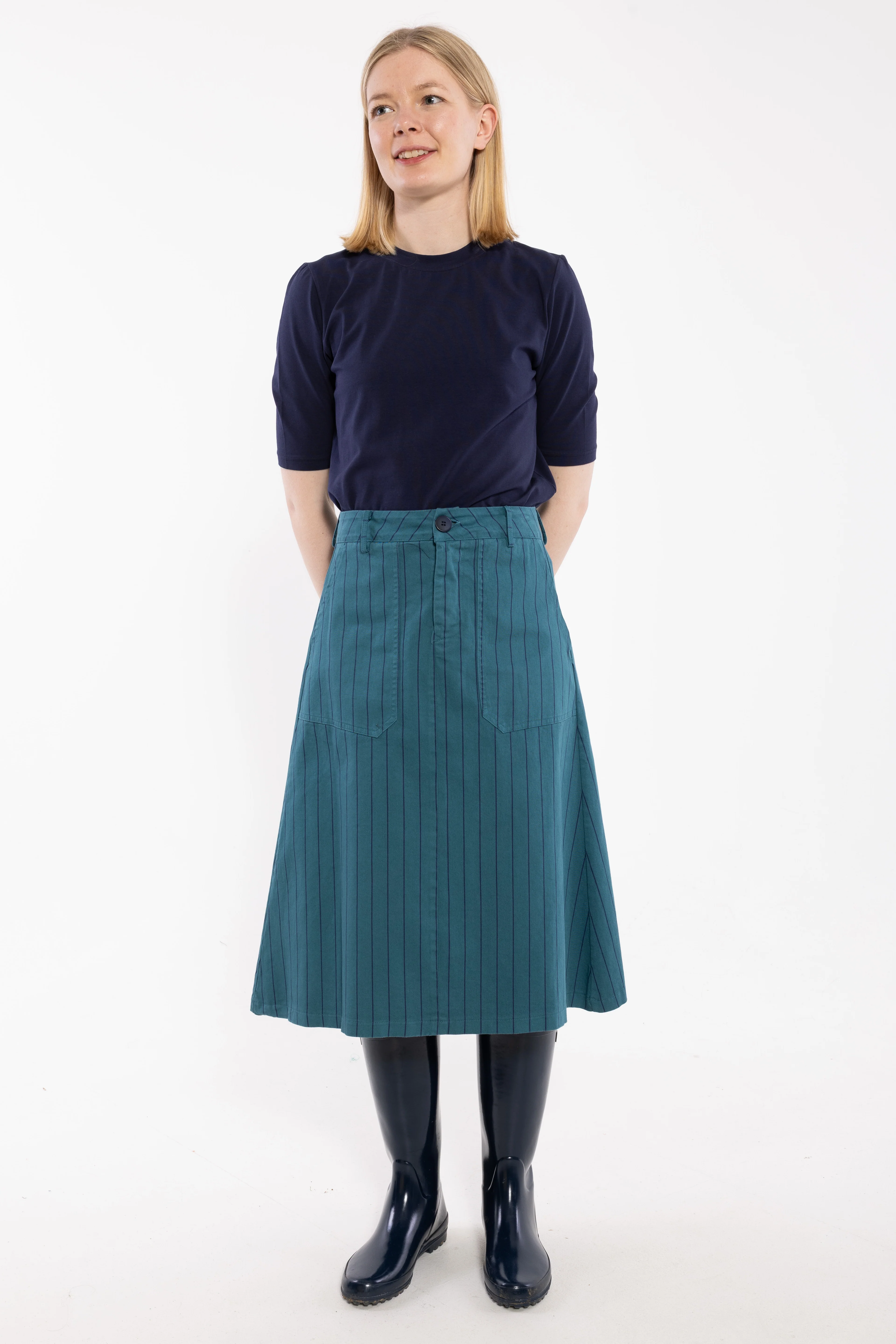% Danefae Danesweetie Rock, Stretch Canvas Skirt Dk Slate/Dk Navy