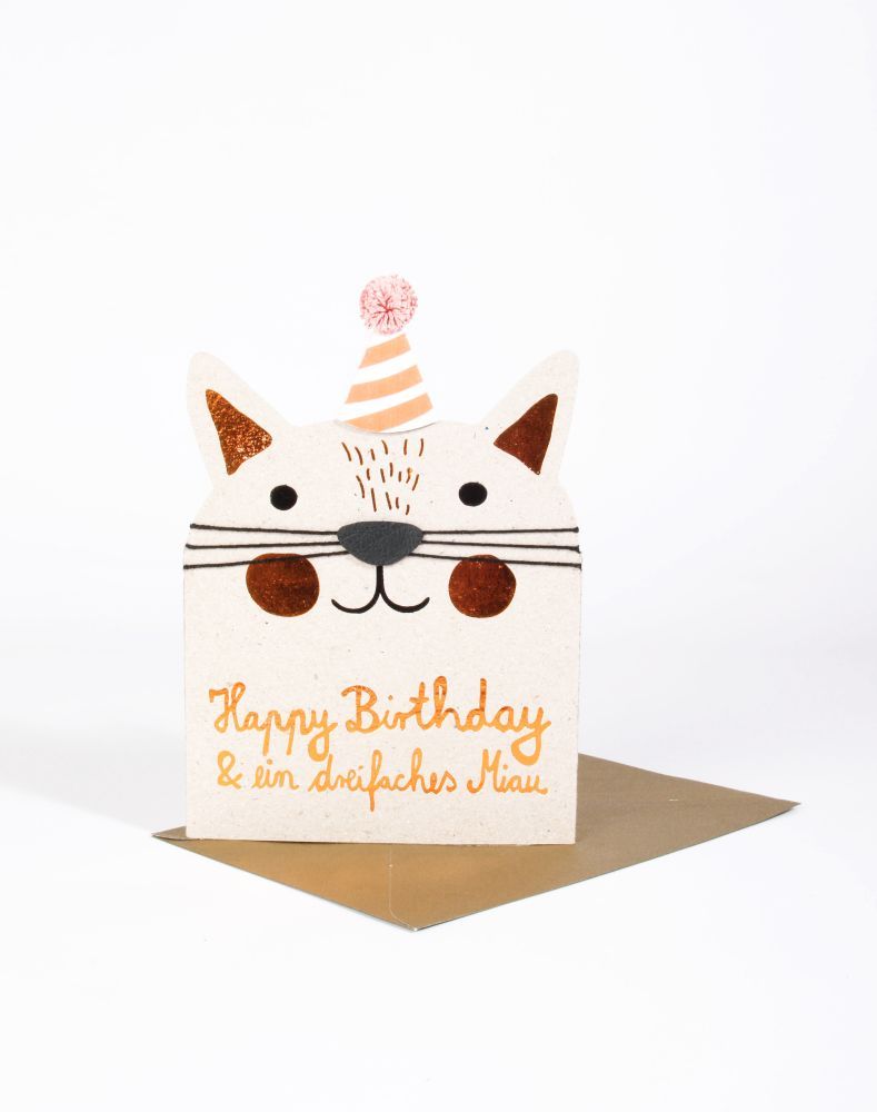 Fellnasenkarte Katze, Happy Birthday von Good old friends 