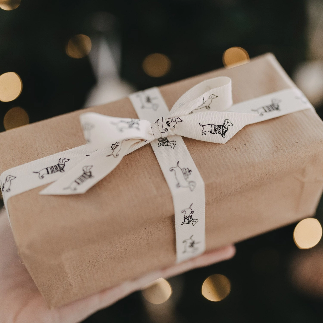 Eulenschnitt Geschenkband 5m Weihnachtsdackel